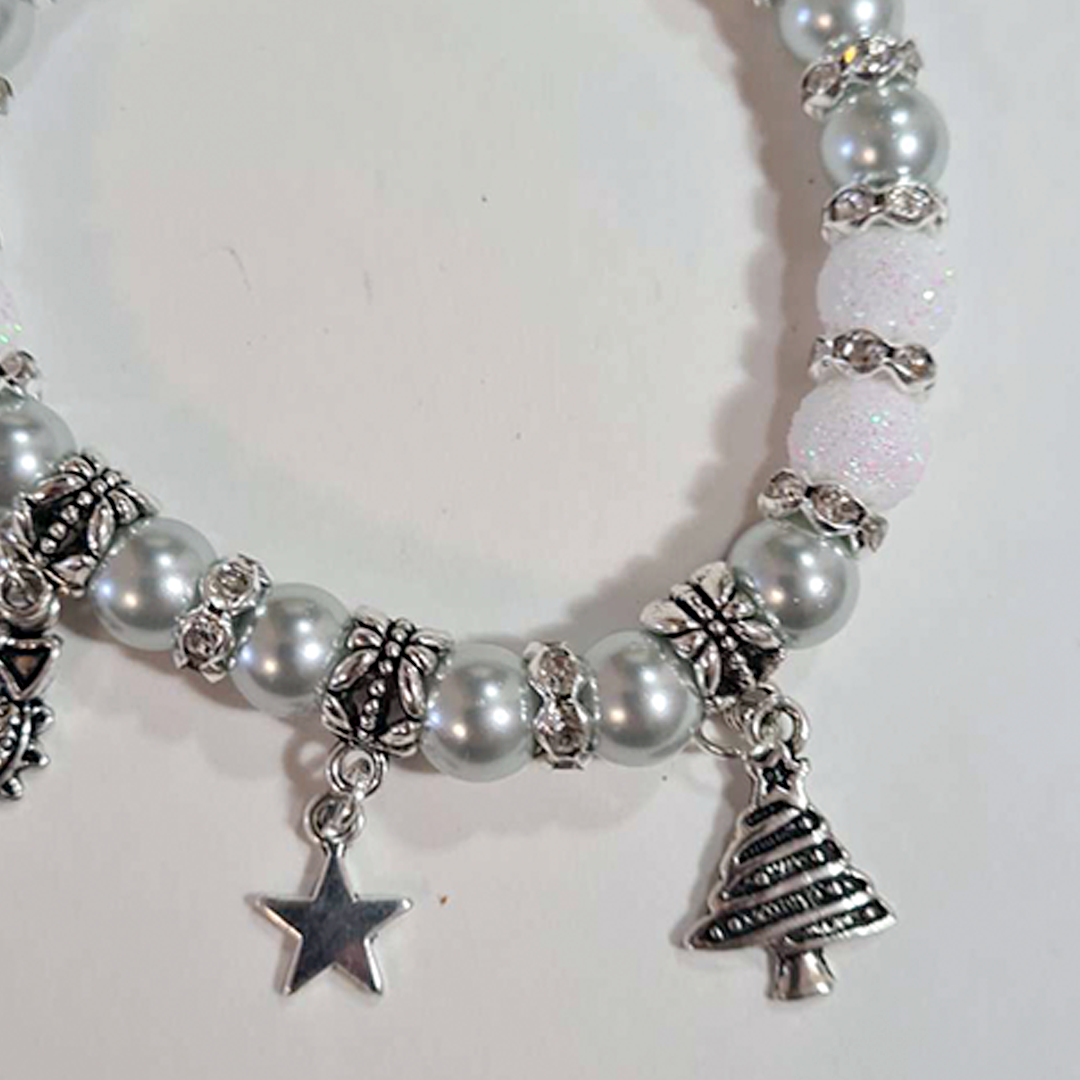 Christmas Bracelet - Cream and Gray