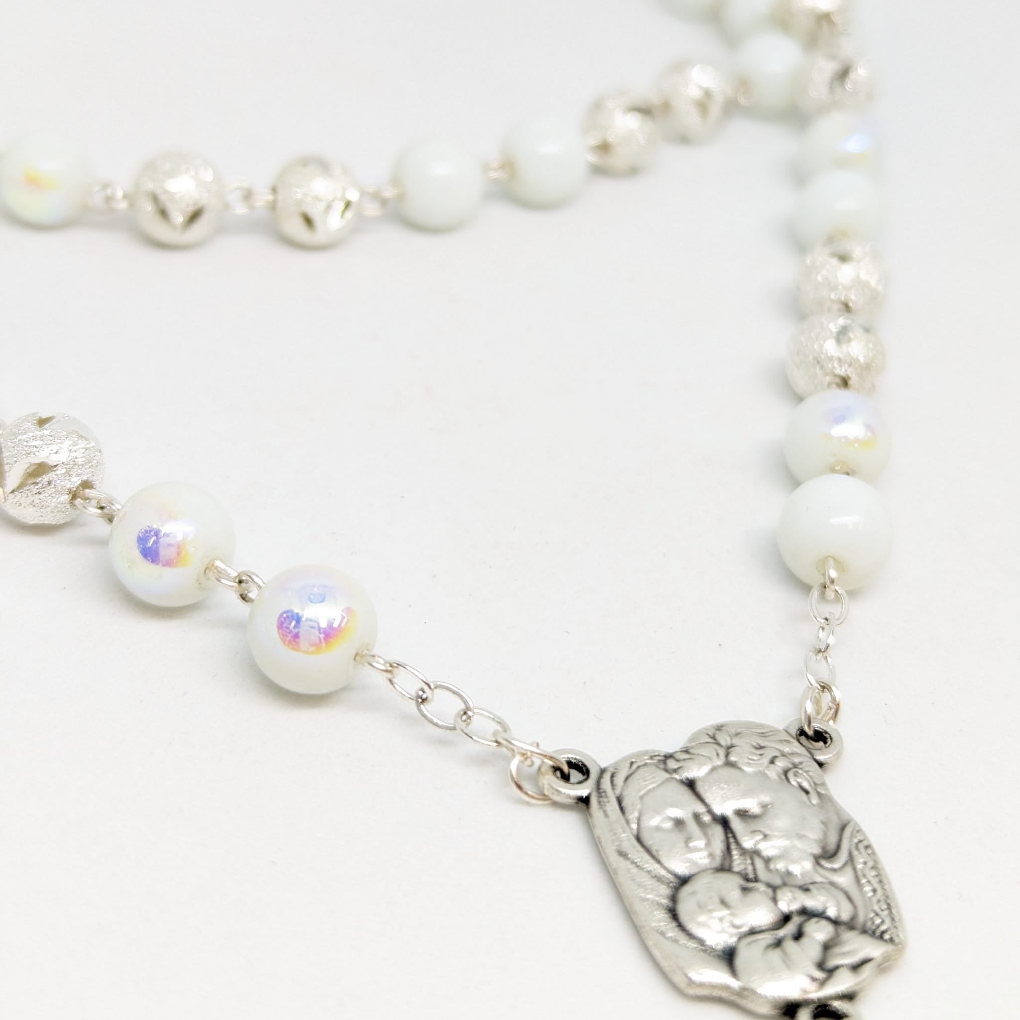 Christmas Rosary - Silver Holy Family