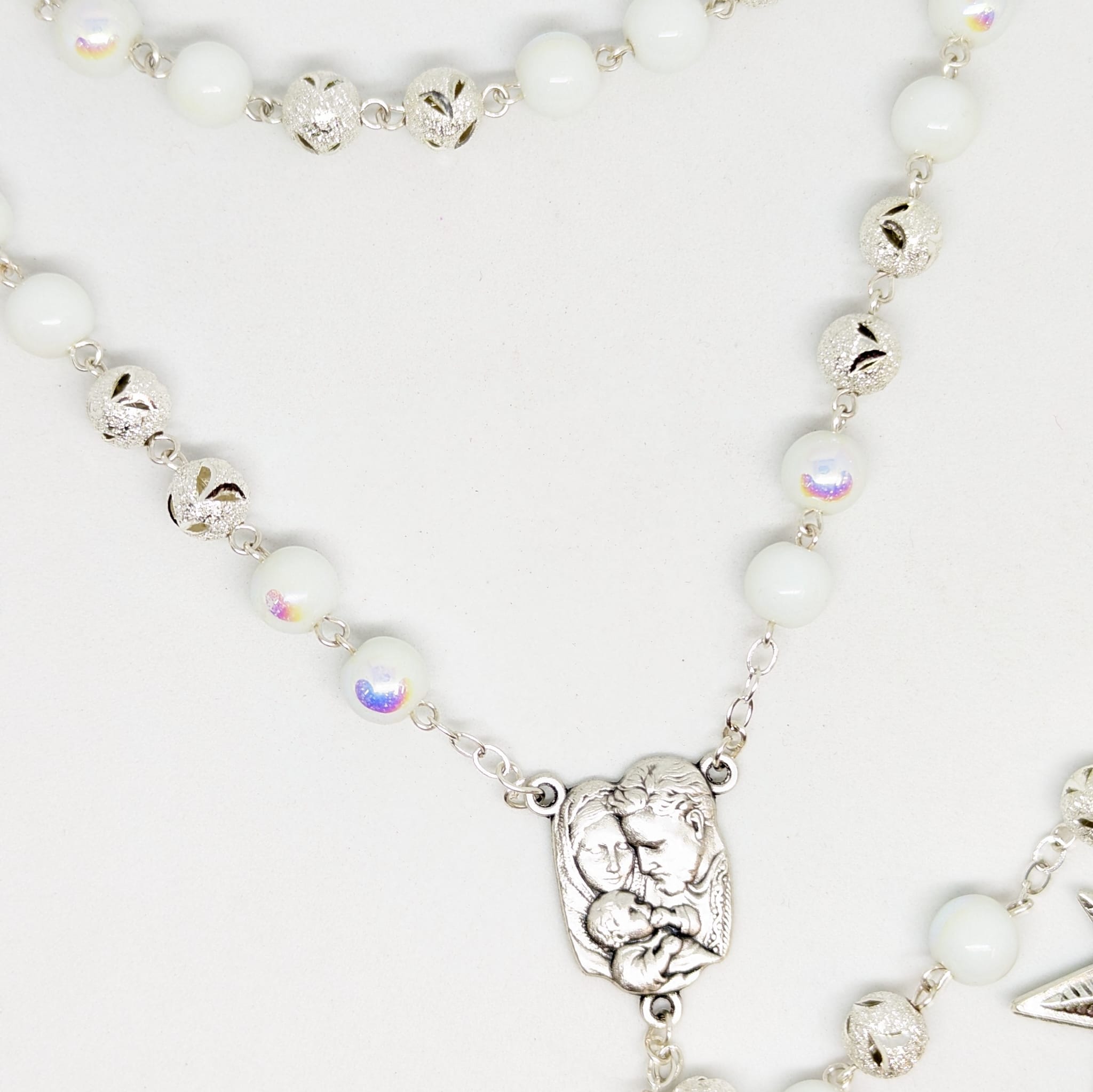 Christmas Rosary - Silver Holy Family