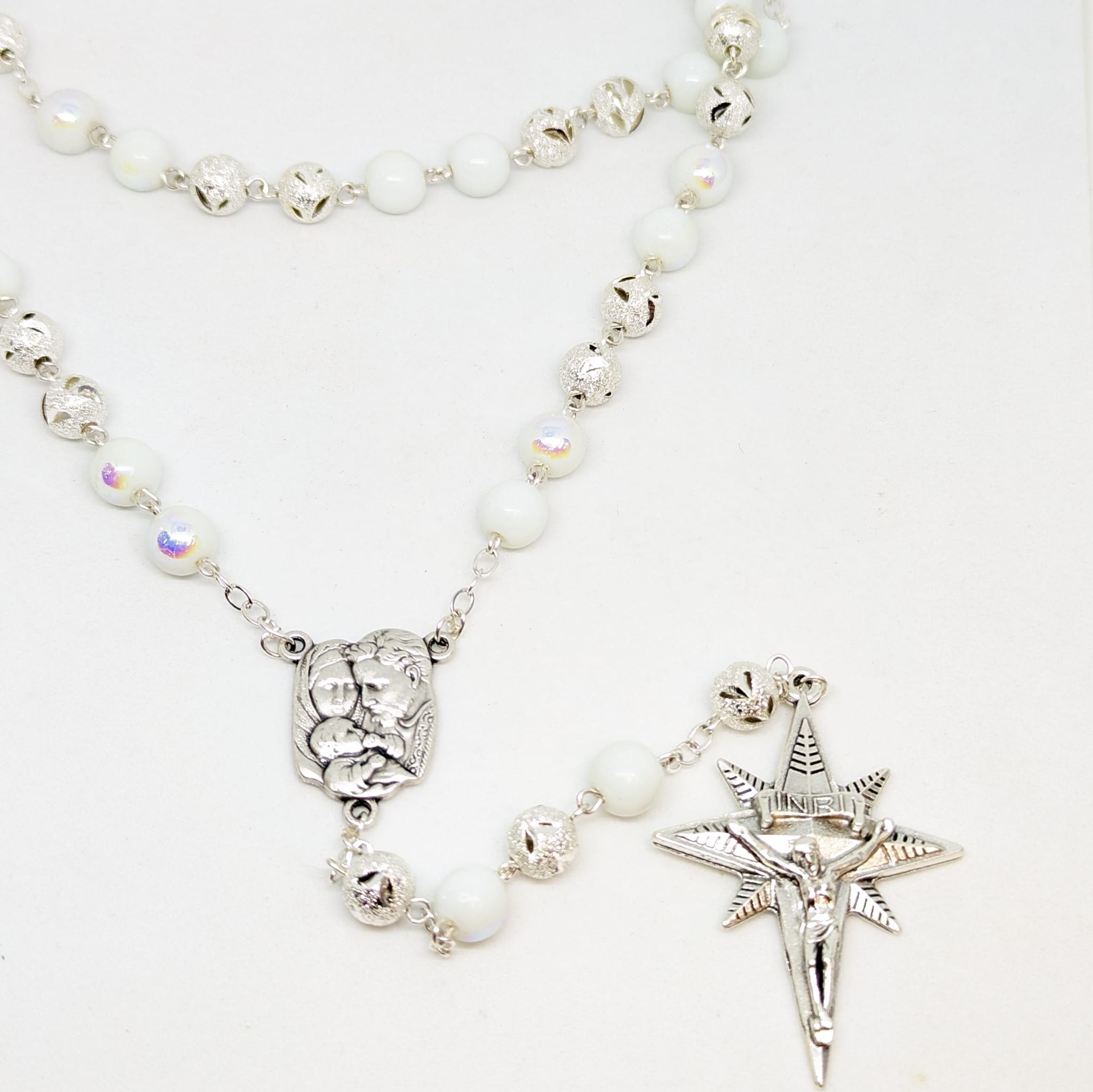 Christmas Rosary - Silver Holy Family