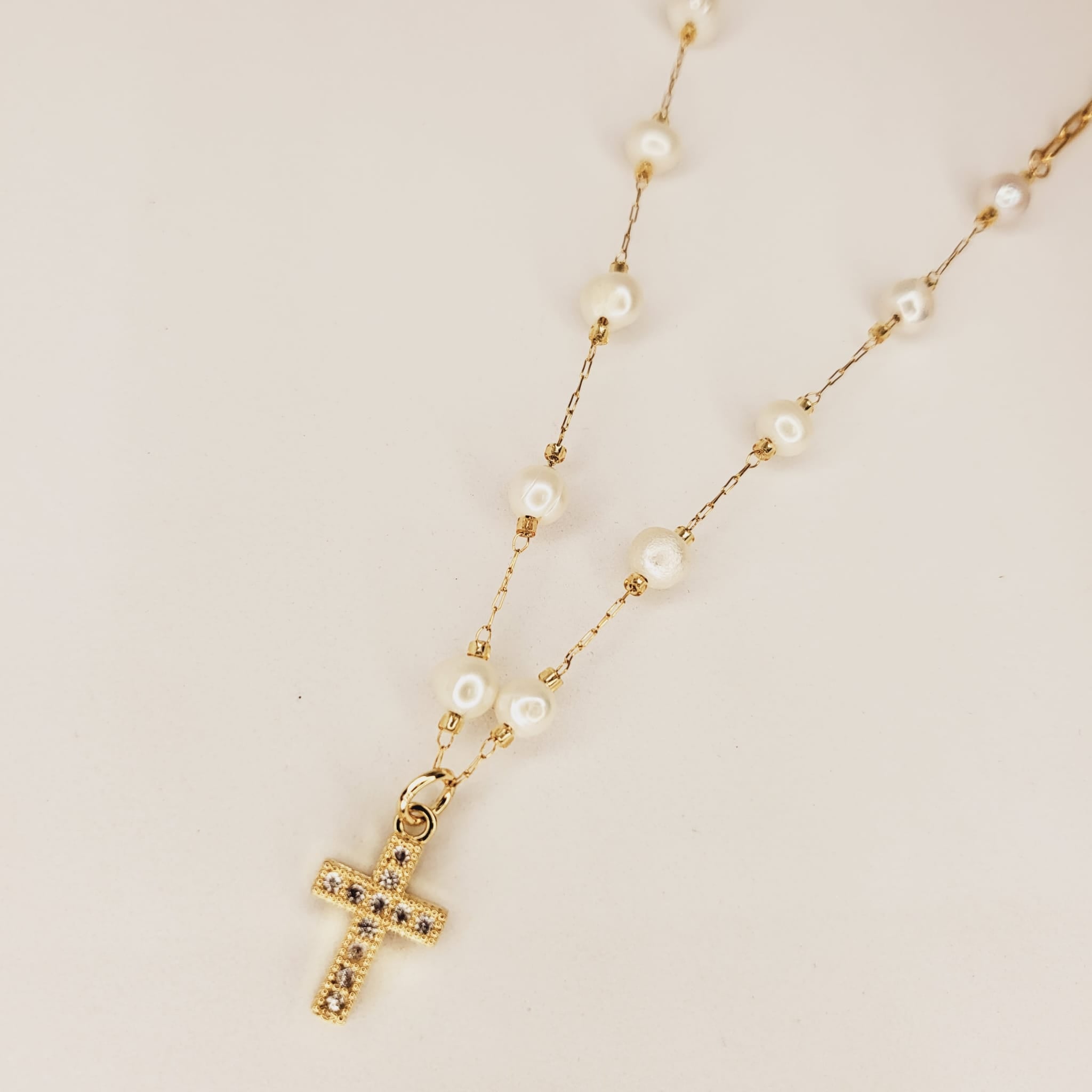 Decade Rosary Necklace with Crystals