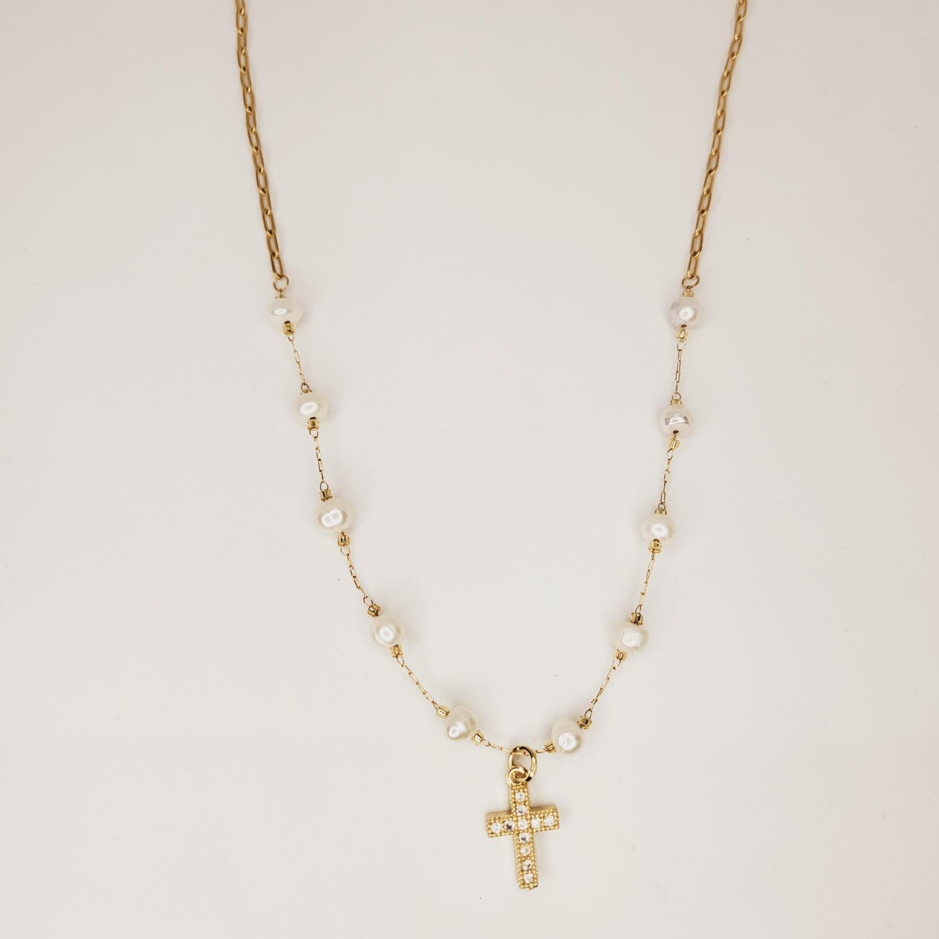 Decade Rosary Necklace with Crystals