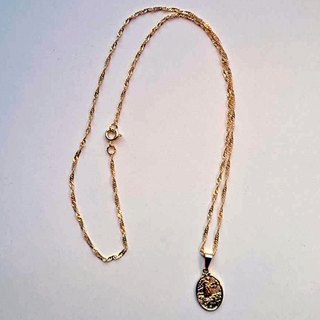 Necklace with Golden medal of Our Lady of Fatima Apparition