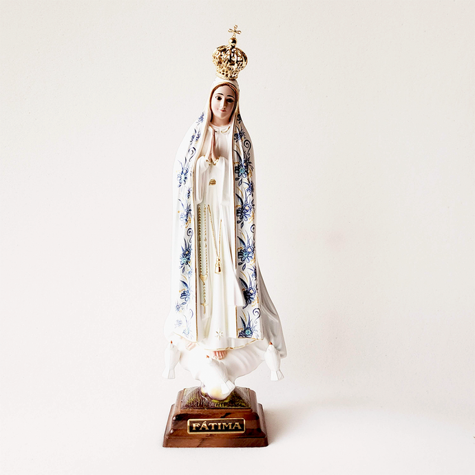 Our Lady of Fatima - Blue Flowers - Crystal eyes - 11.8'' | 30cm