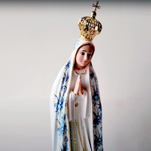 Cargar imagen en el visor de la galería, Our Lady of Fatima - Blue Flowers - Crystal eyes - 11.8&#39;&#39; | 30cm
