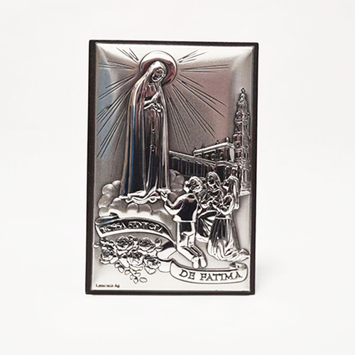 Our Lady of Fatima Silver Plaque - 3.54 inch | 9cm