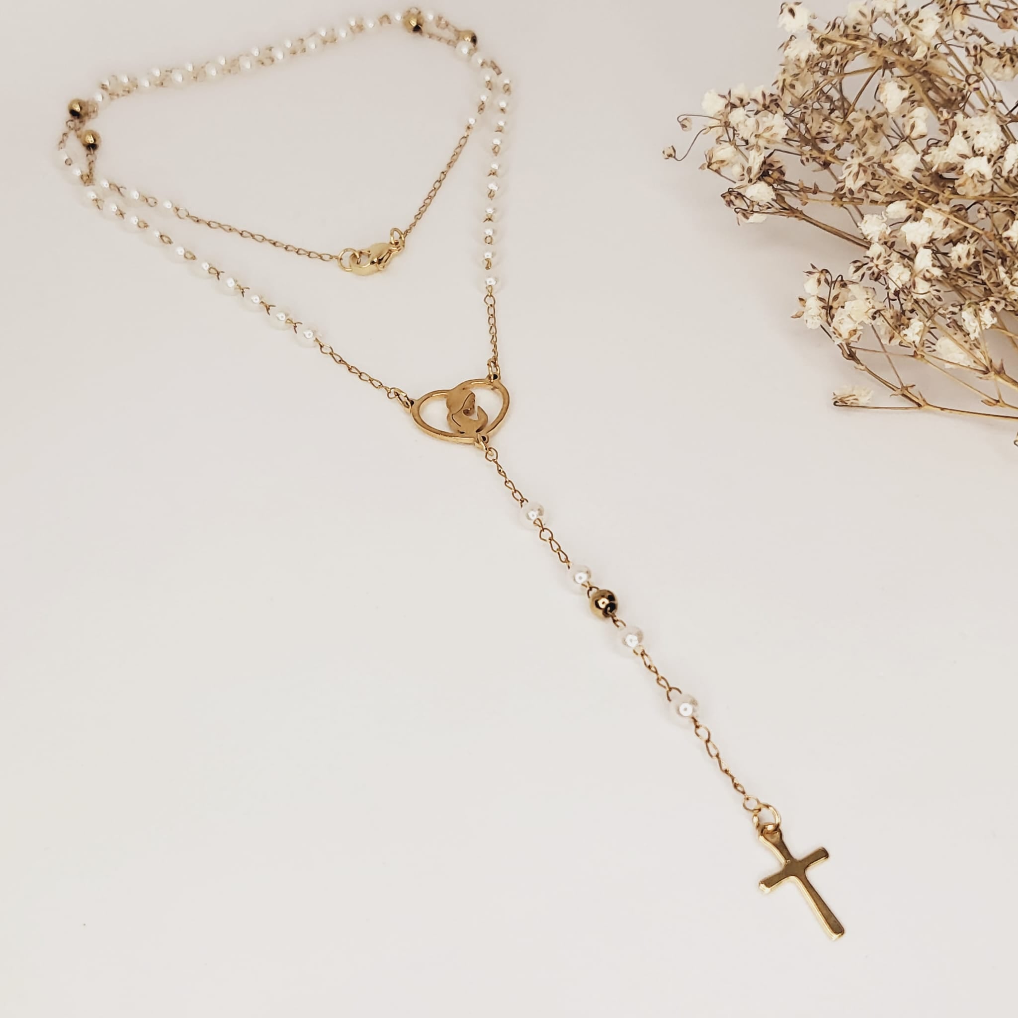 Pearl Golden Our Lady of Fatima Rosary