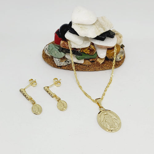 Pendant and Earrings Set - Miraculous Medal [Gold Veneer]