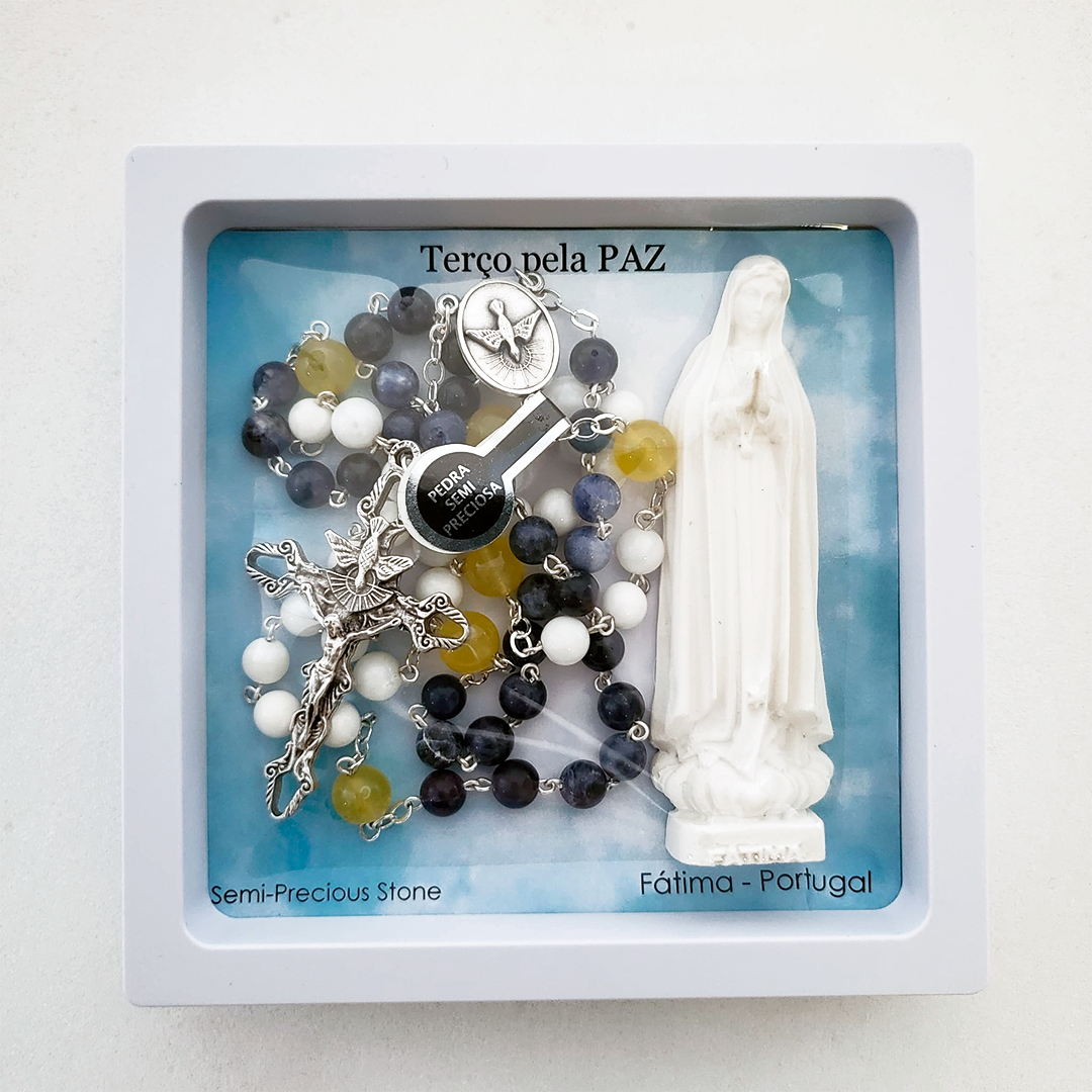 Pray for Peace - Rosary + Magnet Statue