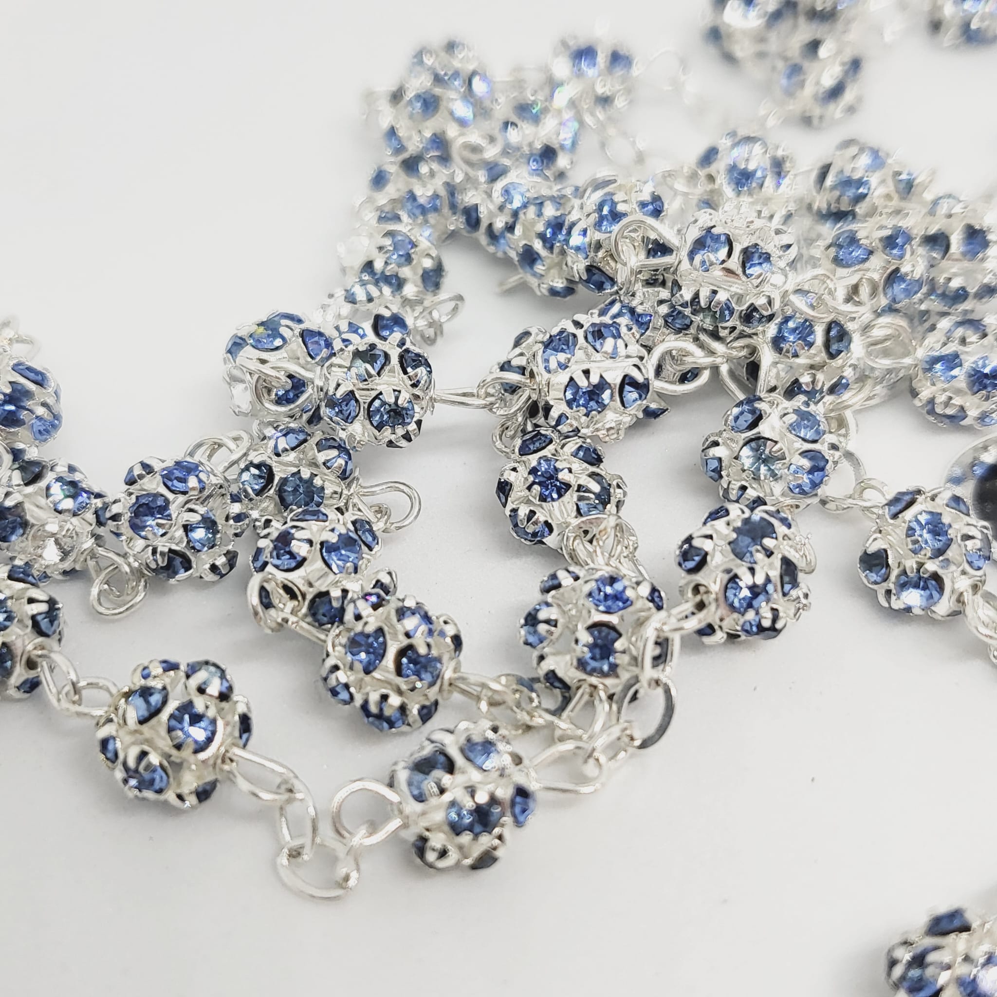 Premium Silver Medal of Fatima Rosary - Blue