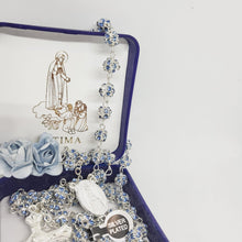 Load image into Gallery viewer, Premium Silver Medal of Fatima Rosary - Blue
