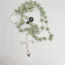 Load image into Gallery viewer, Premium Silver Medal of Fatima Rosary - Green
