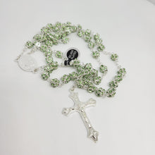 Load image into Gallery viewer, Premium Silver Medal of Fatima Rosary - Green
