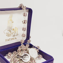 Cargar imagen en el visor de la galería, Premium Silver Medal of Fatima Rosary - Pink
