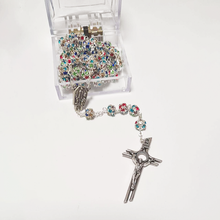Cargar imagen en el visor de la galería, Premium Silver with Colored Crystals Rosary of Fatima
