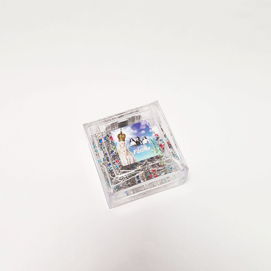 Premium Silver with Colored Crystals Rosary of Fatima