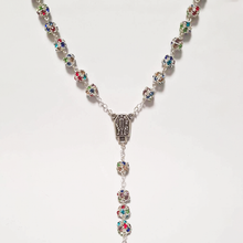 Cargar imagen en el visor de la galería, Premium Silver with Colored Crystals Rosary of Fatima
