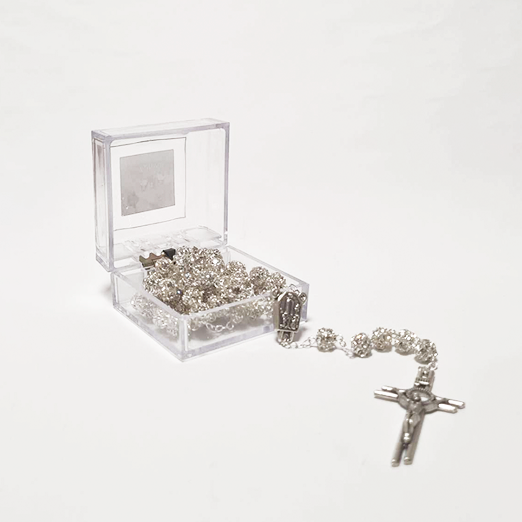 Premium Silver with Translucent Crystals Rosary of Fatima