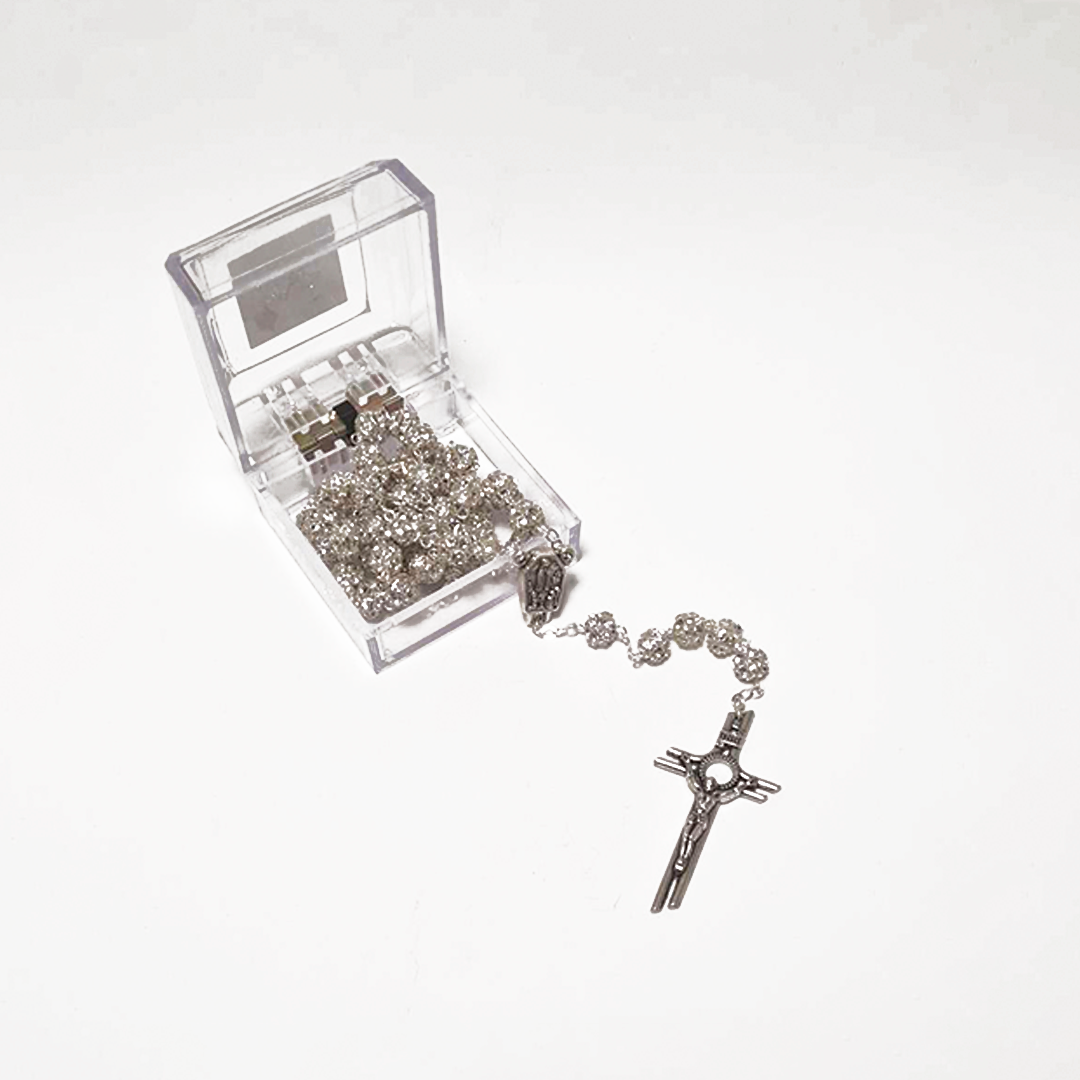 Premium Silver with Translucent Crystals Rosary of Fatima