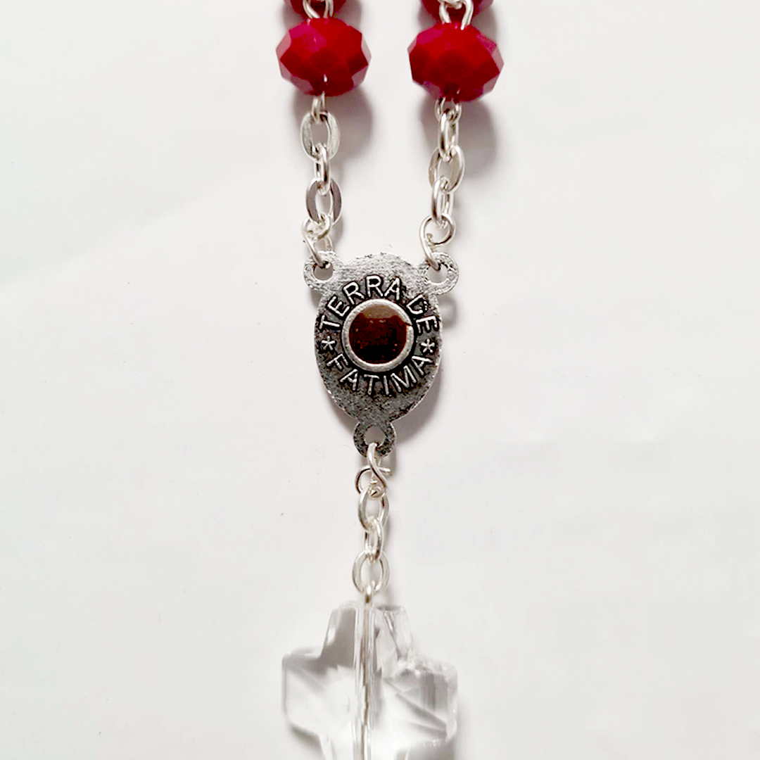 Red Crystal Decade Rosary Bracelet