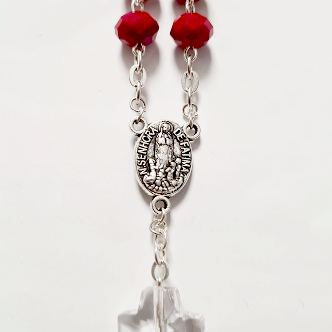 Red Crystal Decade Rosary Bracelet