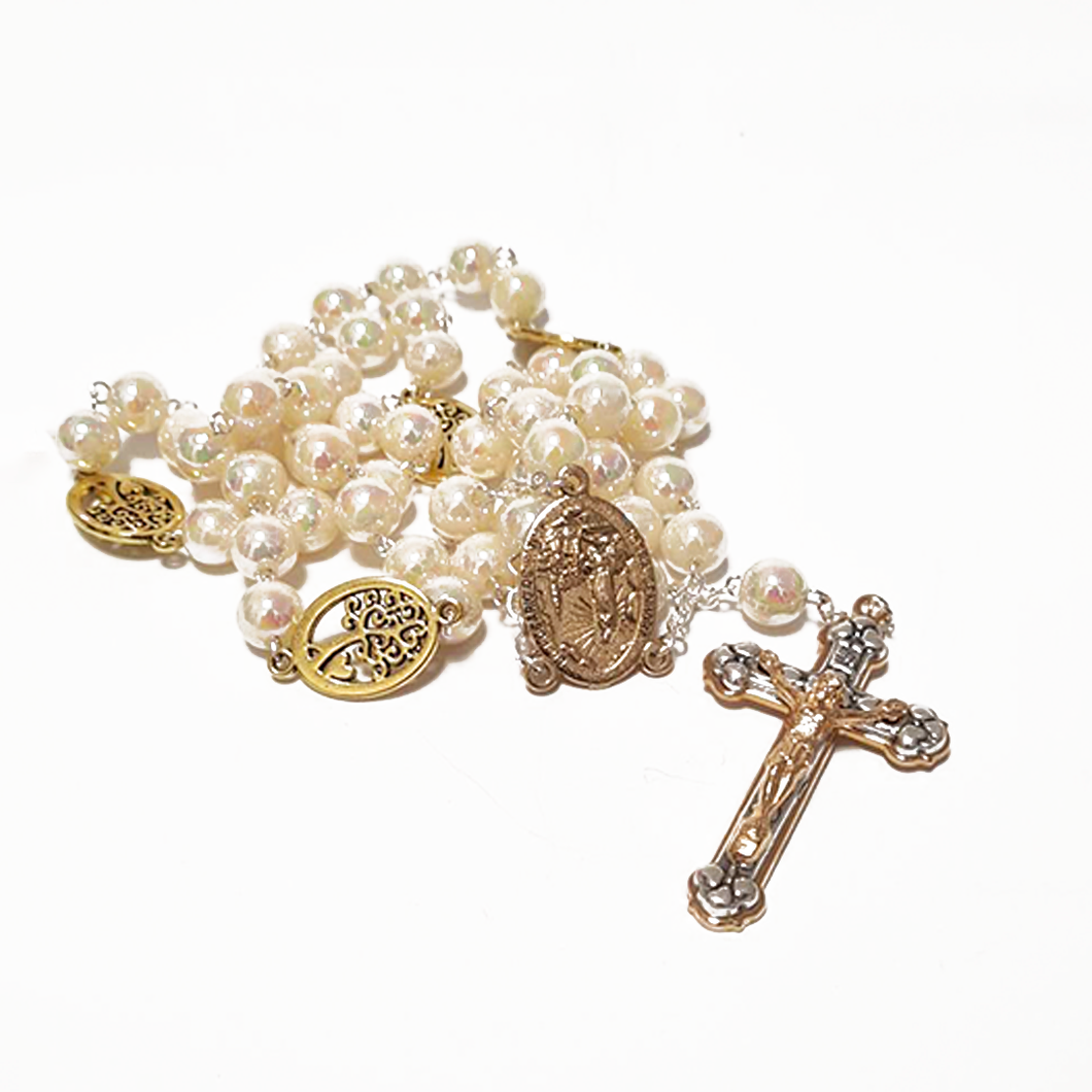 Tree of Life - Pearl Golden Rosary