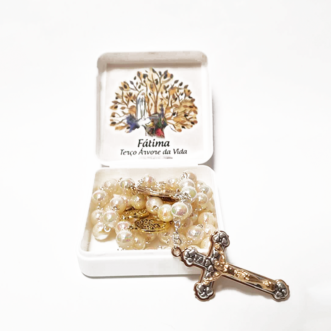 Tree of Life - Pearl Golden Rosary