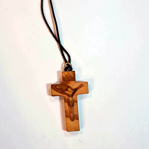 Wood Cross Necklace with Jesus image