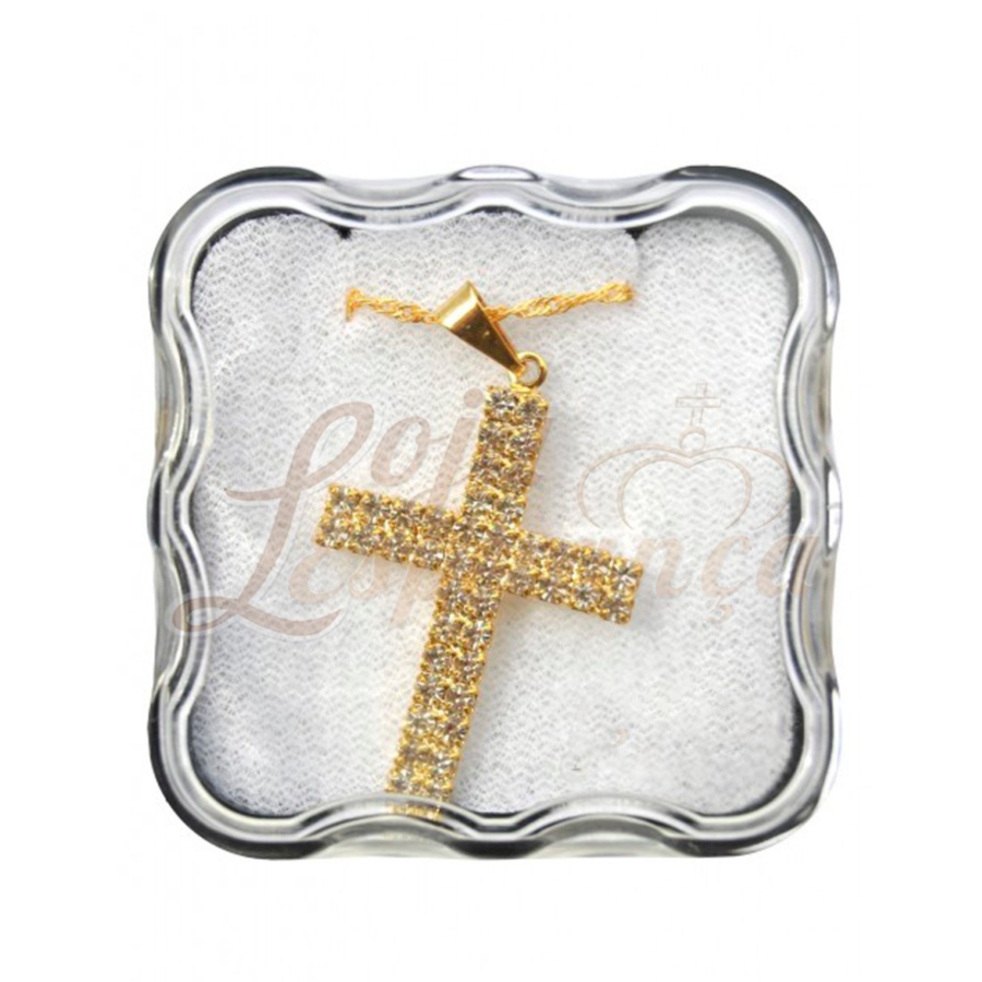 Golden Cross with Crystals Necklace
