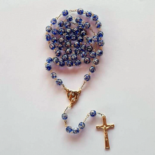 Cargar imagen en el visor de la galería, Centennial Blue &amp; Gold Murano Rosary
