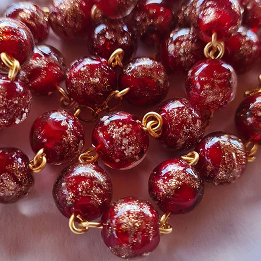 Centennial Red & Gold Murano Rosary